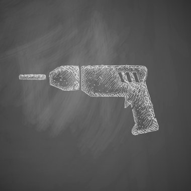drill icon hand drawn on chalkboard