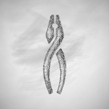 pliers icon hand drawn on chalkboard