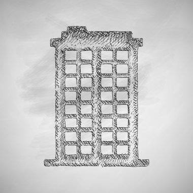 building icon hand drawn on chalkboard