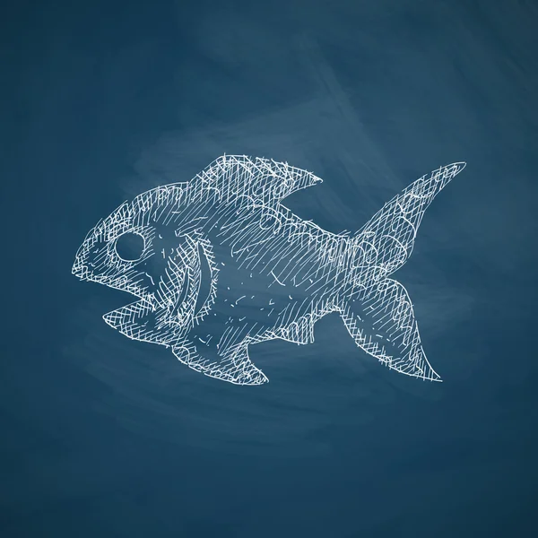Icona pesce disegnata a mano sulla lavagna — Vettoriale Stock
