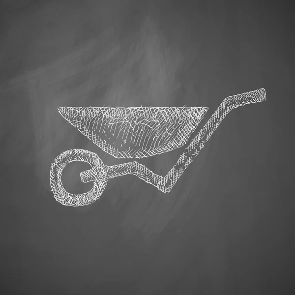 Wheelbarrow icon hand drawn on chalkboard — Stok Vektör