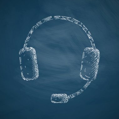 kulaklık simgesini elle çizilmiş kara tahta