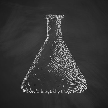 tüp simgesini elle çizilmiş kara tahta