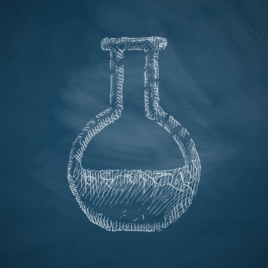 tüp simgesini elle çizilmiş kara tahta