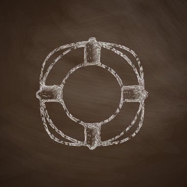 lifebuoy simgesini elle çizilmiş kara tahta