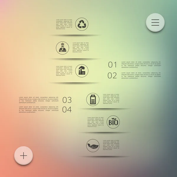 Infográfico de ecologia com fundo desfocado — Vetor de Stock