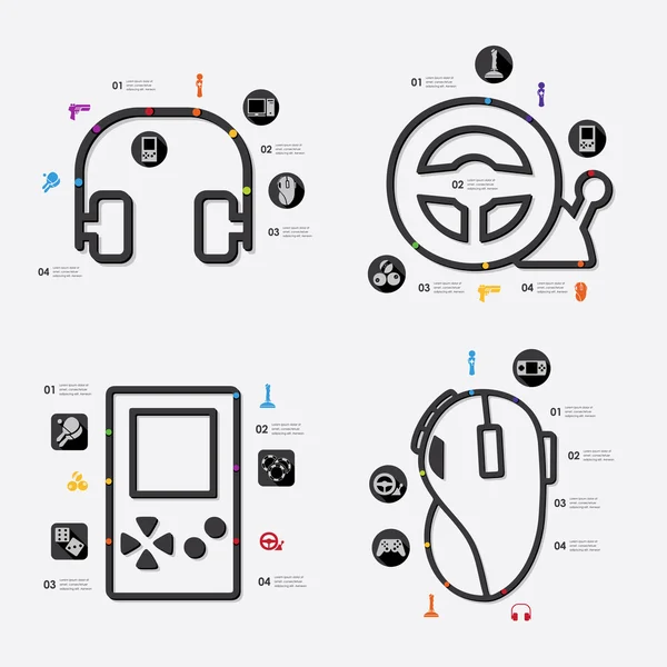 Icônes infographiques de jeu — Image vectorielle