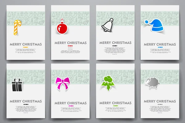 Modelos conjunto com doodles tema de Natal — Vetor de Stock