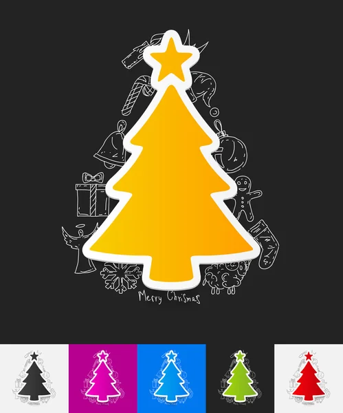 Christmas tree paper sticker — Stock Vector