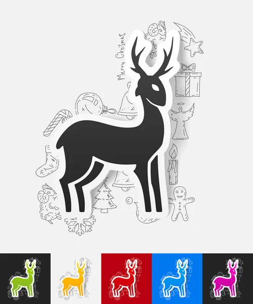 Deer paper sticker — Stock Vector