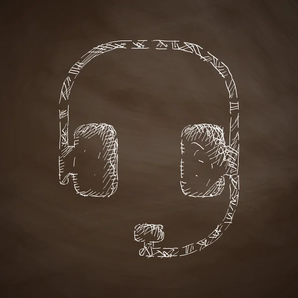 Auriculares icono mano dibujado en pizarra — Vector de stock