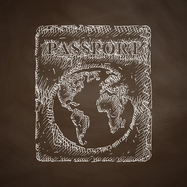 Passport icon hand drawn on chalkboard — Stock Vector