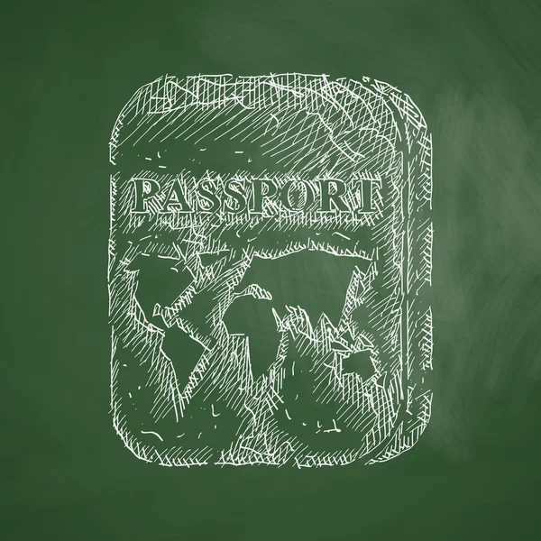 Passport icon hand drawn on chalkboard — Stock Vector