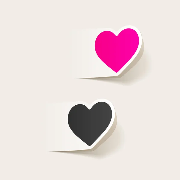 Hjärtat klistermärke med skugga — Stock vektor