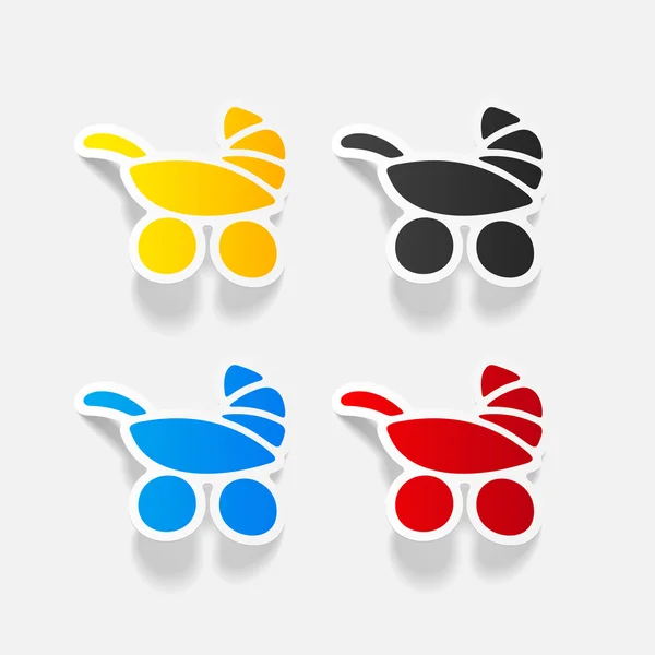 Baby buggy sticker met schaduw — Stockvector