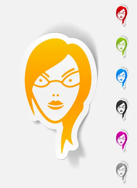 Face girl sticker — Stock Vector