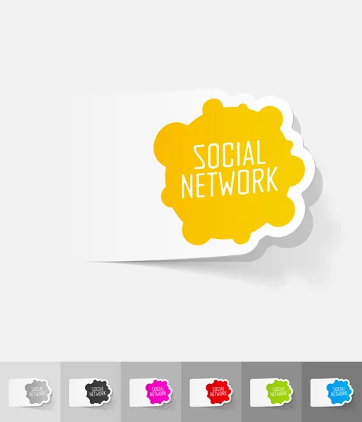 Sociala nätverk papper klistermärke — Stock vektor