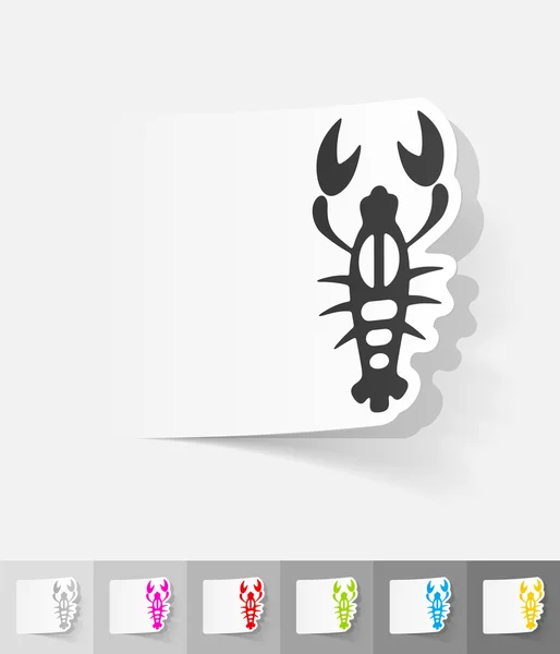 Crayfish paper sticker — Stock Vector