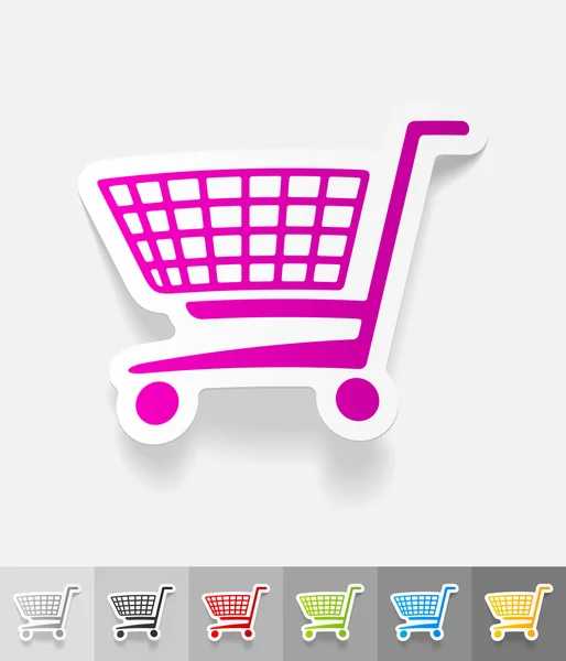 Shopping trolley papper klistermärke — Stock vektor