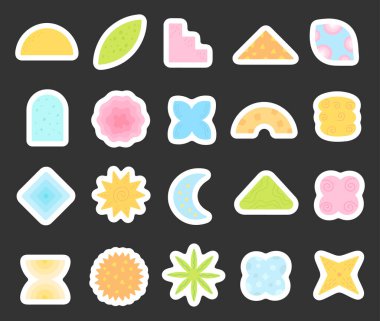 İskandinav tarzında dekoratif şekiller, soyut şekiller, semboller, dekorasyon posterleri için tasarım dekorasyonu formları, geometri unsurları,