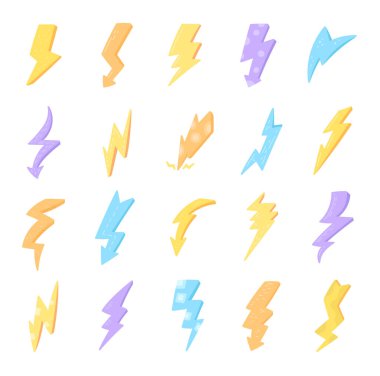 Elektrik enerji sembolleri içeren İskandinav tarzında yıldırım çarpması illüstrasyonunuz ve yaratıcı tasarım projeleriniz için mükemmel bir hava fırtınası