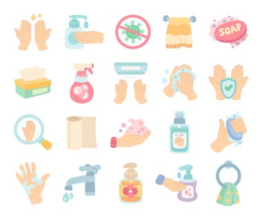 İskandinav tarzı el hijyeni. Temiz çamaşır, sabun havluları, dezenfekte musluğu, kurutma, rutin sağlık hizmetleri.