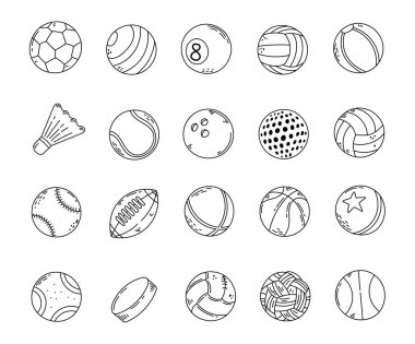 Dış mekan aktivitelerinde ekipman eğitimi içeren ana hatlı sanat seti futbol tenis basketbol voleybolu, basketbol, voleybol, voleybol...