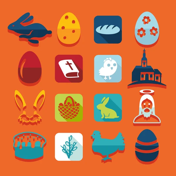 Conjunto de iconos de Pascua — Vector de stock