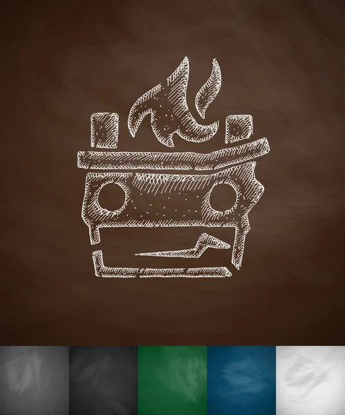 Flamme et icône de voiture — Image vectorielle
