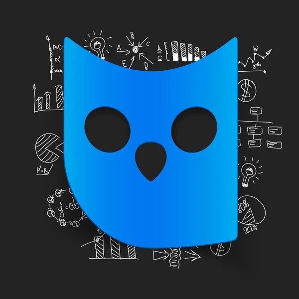 Drawing business formulas with owl icon — Stock Vector