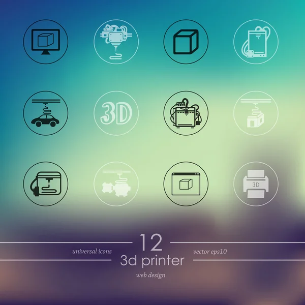 3 d 프린터 아이콘 세트 — 스톡 벡터