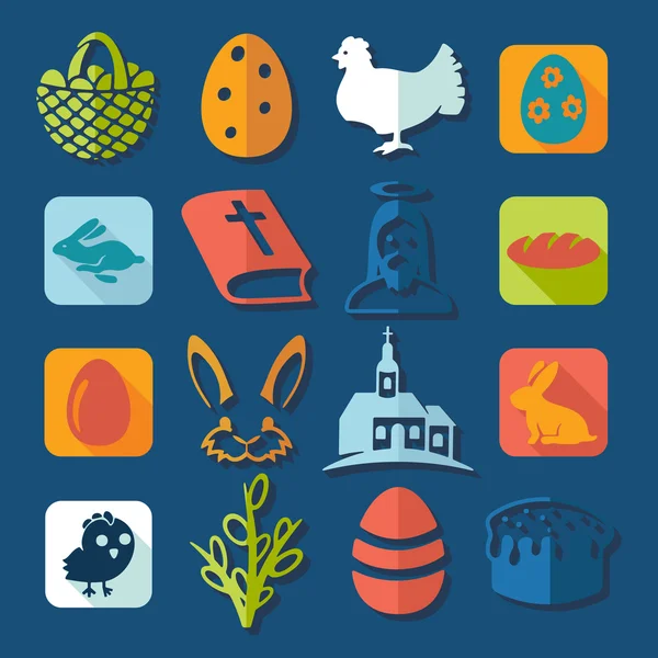 Ensemble d'icônes de Pâques — Image vectorielle