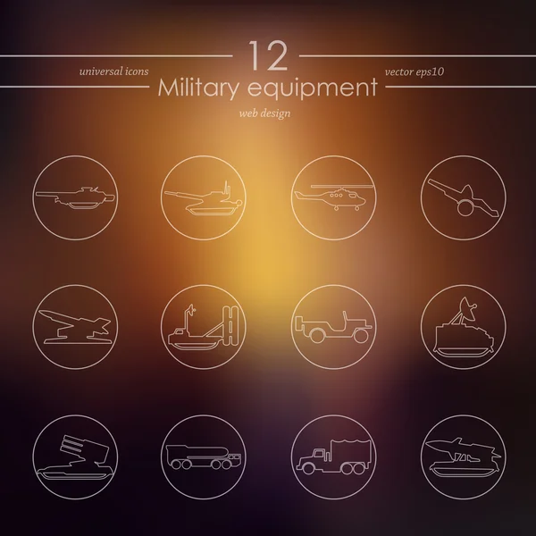 Conjunto de iconos de equipamiento militar — Vector de stock