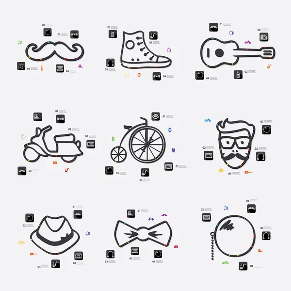 Hipster line infographic — Stock Vector