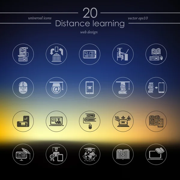 Set of distance learning icons — Stock Vector