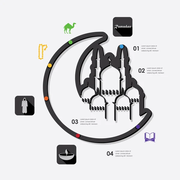 Infografía del Ramadán con iconos — Vector de stock