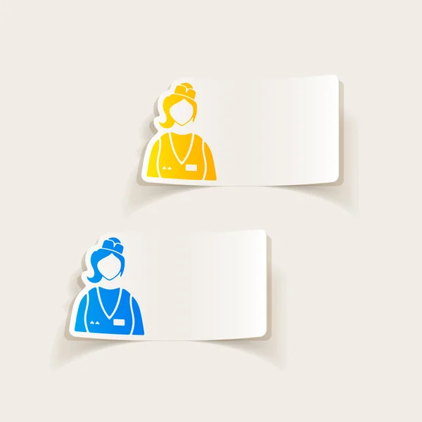 Mavi ve sarı saleswomen etiketleri — Stok Vektör