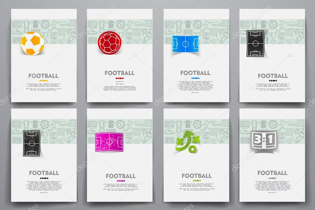 Templates set with doodles football theme