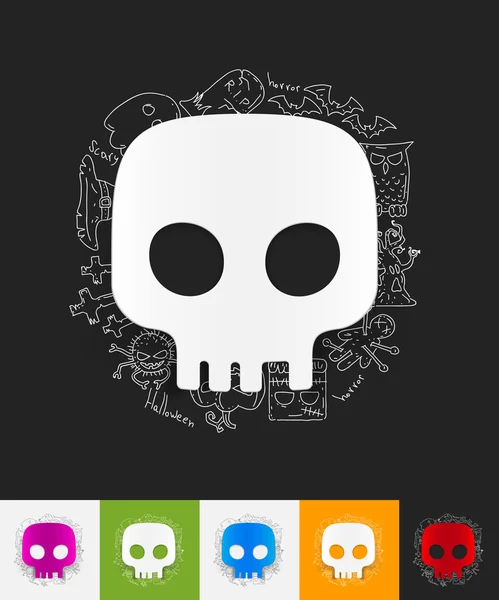 Skull paper sticker — Stock Vector