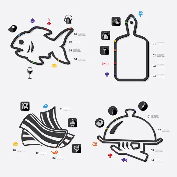 Infográfico de restaurante com ícones — Vetor de Stock