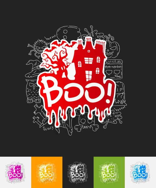 Boo paper sticker — Stock Vector