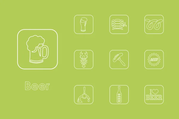 Conjunto de iconos simples de cerveza — Vector de stock