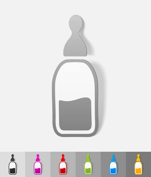 Baby bottle papper klistermärke — Stock vektor