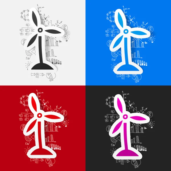 Wind turbines icons — Stock Vector