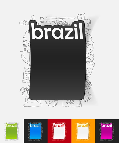 Brazil paper sticker — Stock Vector