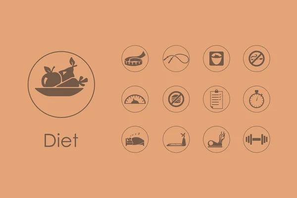 Set of diet simple icons — Stock Vector