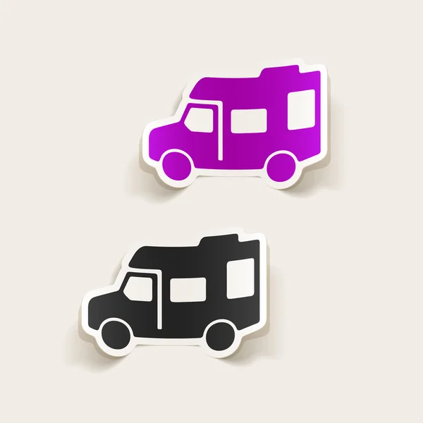 Gerçekçi tasarım öğesi: kamyonet ve karavan simgesi — Stok Vektör