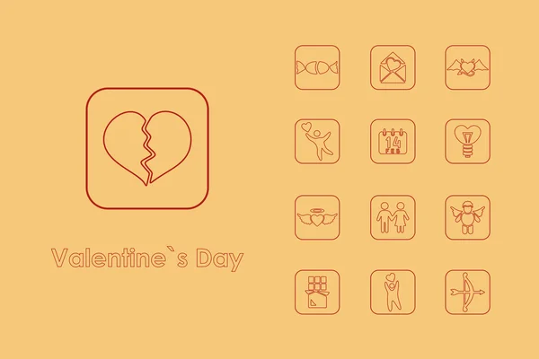 Set of Valentine's Day simple icons — Stock Vector