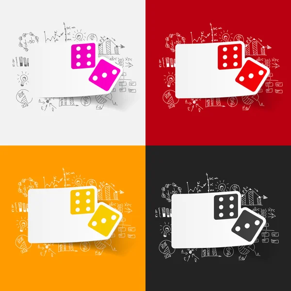 Drawing business formulas with dice icons — Stock Vector