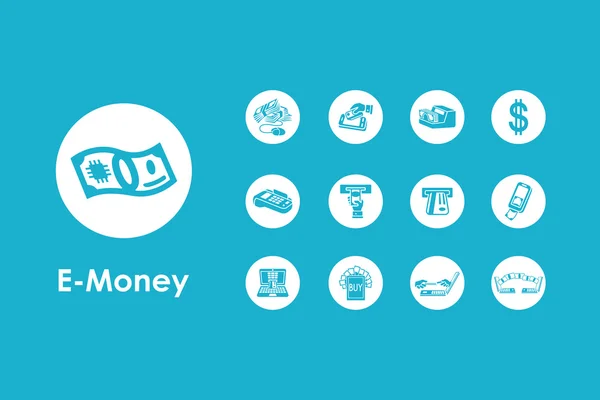 Set of e-money simple icons — Stock Vector